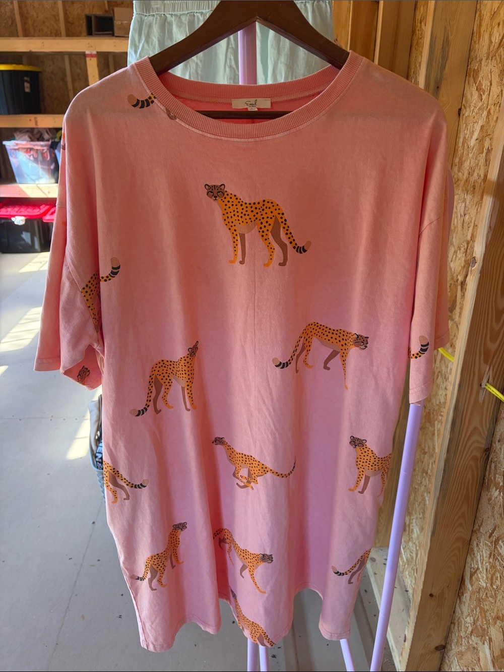 easel coral dress with Yellow Cheetah Print large